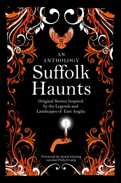 Suffolk Haunts book cover with an owl, candle, and ornate designs.