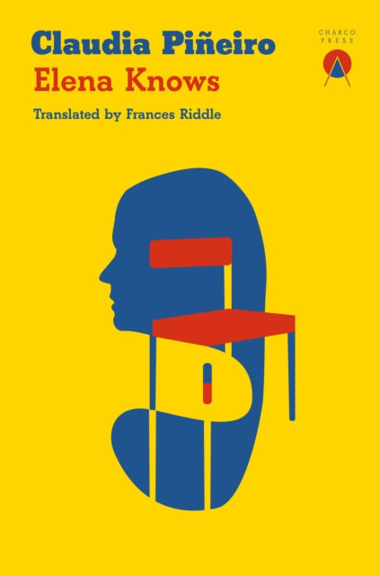 Elena Knows book cover with abstract blue head and red chair.