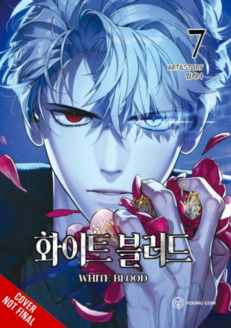 Unholy Blood, Vol. 7 cover art featuring a pale-skinned character with white hair and red eyes.