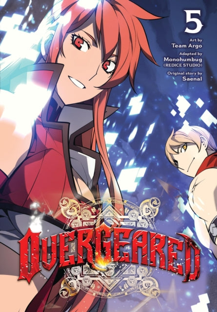 Overgeared, Vol. 5 comic cover featuring anime characters and title text.