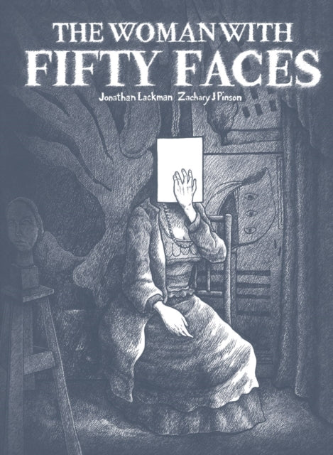 The Woman with Fifty Faces book cover featuring a woman with a blank paper over her face.