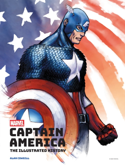 Captain America: The Illustrated History book cover featuring Captain America and the American flag.