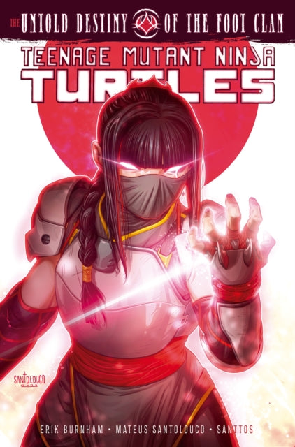 Comic book cover featuring a female ninja with glowing eyes and a red sash.