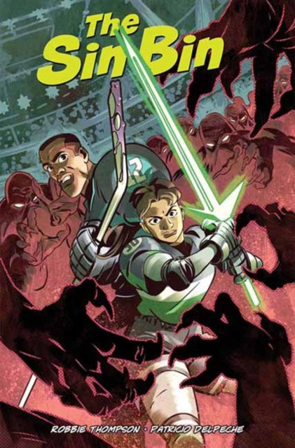 The Sin Bin comic book cover featuring two heroes and shadowy figures.