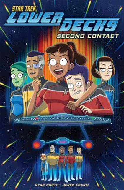 Star Trek Lower Decks Second Contact comic cover featuring animated characters.