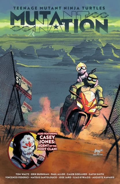Teenage Mutant Ninja Turtles Mutant Nation Vol 1 comic cover with turtles on a motorcycle.