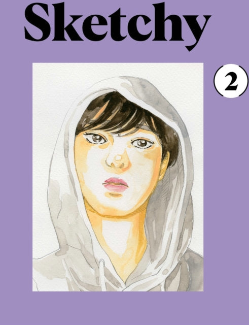 Sketchy 2 manga cover featuring a watercolor portrait of a person in a hoodie.
