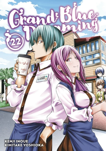 Grand Blue Dreaming 22 manga cover featuring two characters and a building.