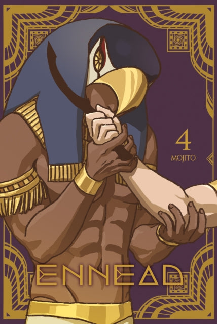 Illustration of a bird-headed god holding a human arm, with "ENNEAD 4 MOJITO" text.