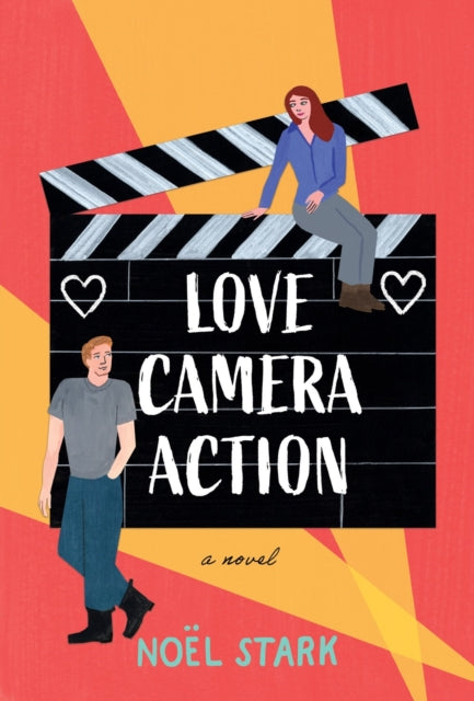 Love, Camera, Action: A Novel book cover featuring a clapperboard and two illustrated characters.