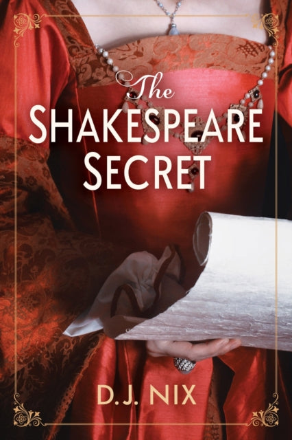 The Shakespeare Secret book cover features a woman in a red dress holding a scroll.