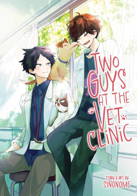 Two Guys at the Vet Clinic manga cover art featuring two men and animals.