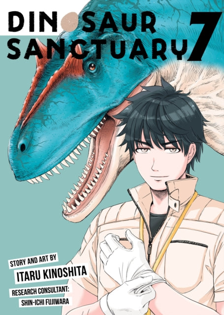 Dinosaur Sanctuary Vol. 7 manga cover featuring a dinosaur and a man.
