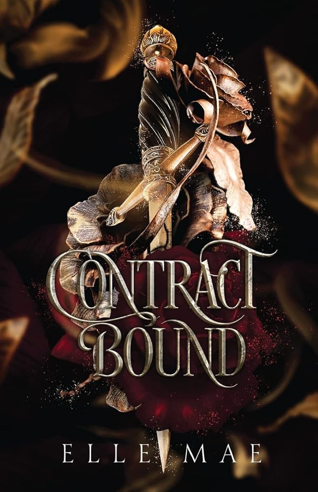 Book cover for Contract Bound by Elle Mae, featuring a sword and roses.