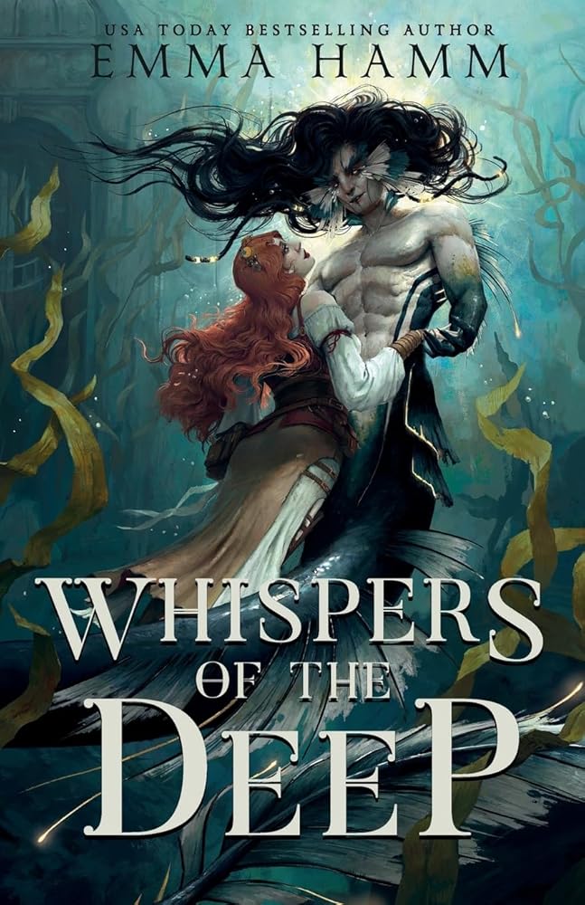 Book cover for Whispers of the Deep featuring a mermaid and merman.