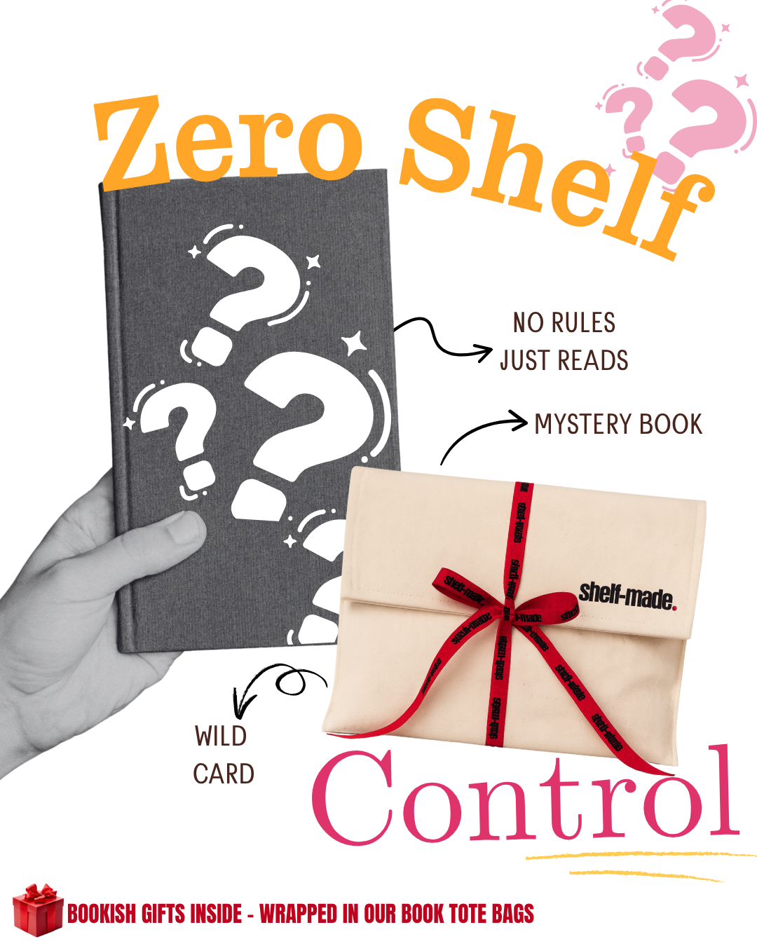 A mystery book bundle with a book and a canvas tote bag.