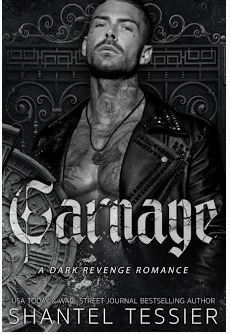 Carnage book cover with a tattooed man and ornate gate.
