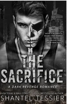 The Sacrifice book cover with a man's face split with a skull.
