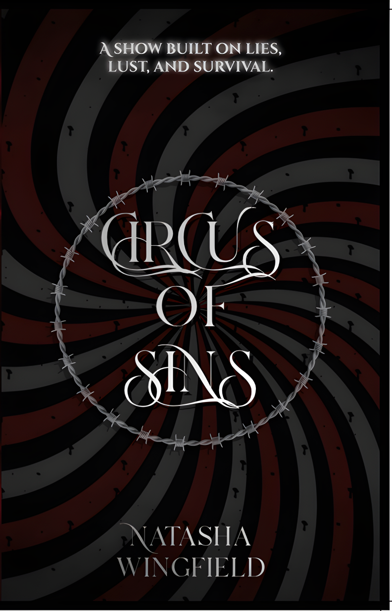 Circus of Sins book cover with barbed wire and swirling background.