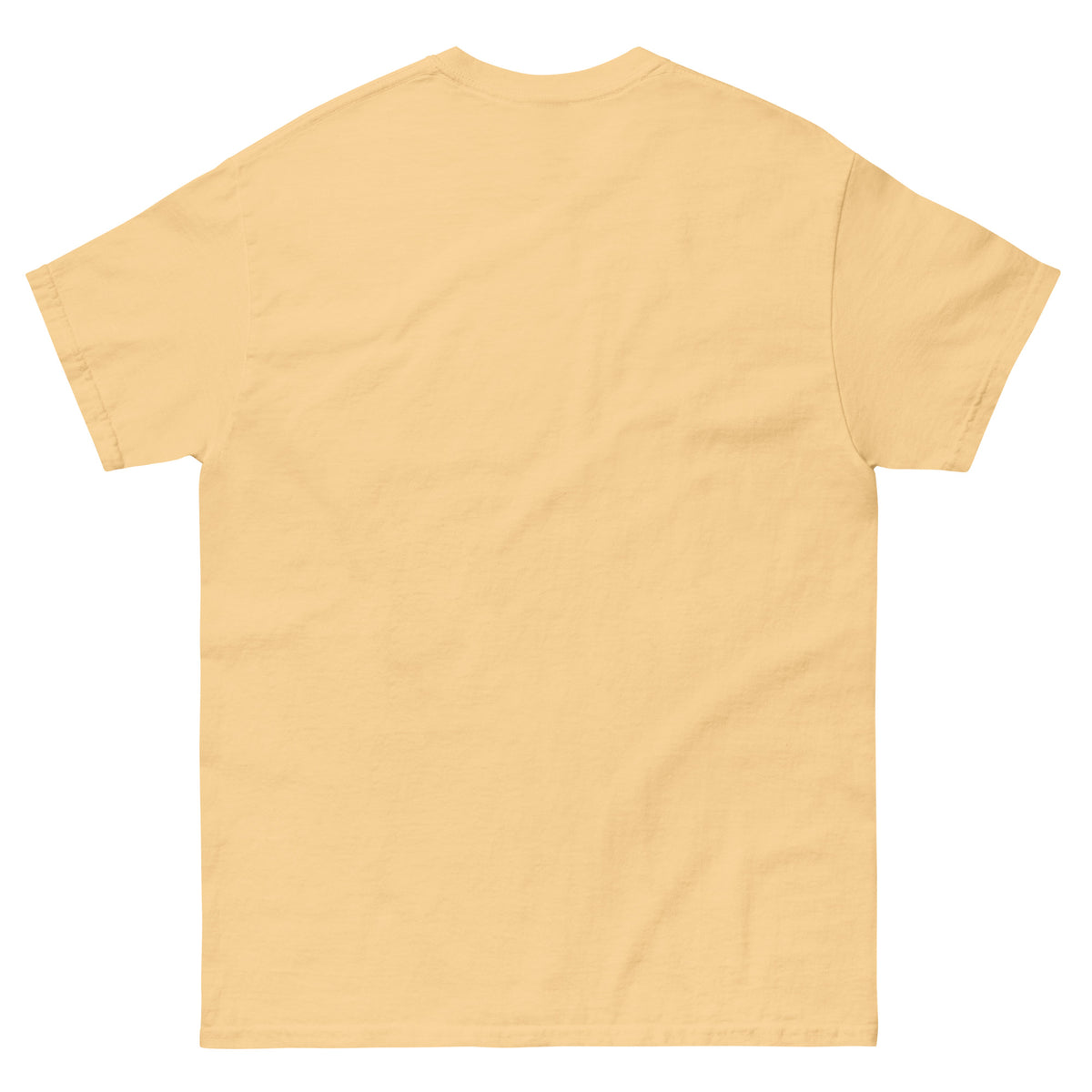 A plain, light peach t-shirt.