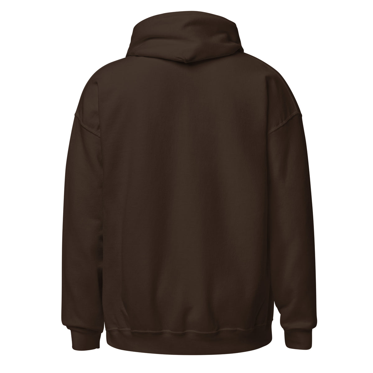 A brown hoodie with a hood, shown from the back.