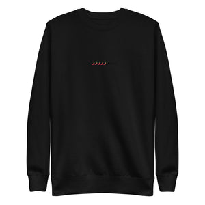 Black sweatshirt with embroidered red chili peppers and text.