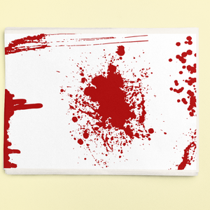 Dark Romance wrapping sheets with red splatters on white paper.